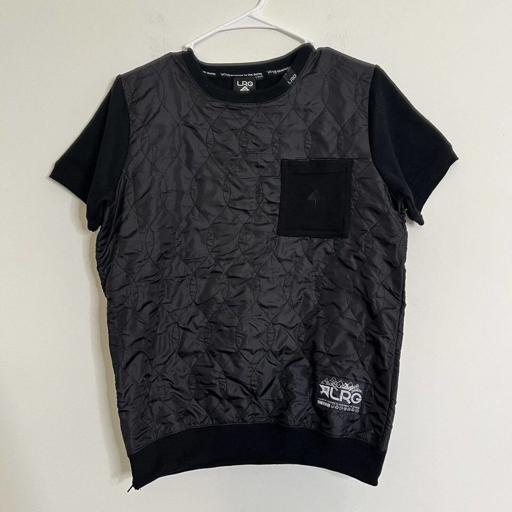 LRG Lifted Research Group Mens Shirt Quilted Nylon Short Sleeve Zip Waist Size M